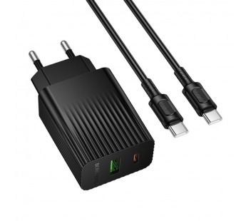 Сетевое ЗУ BOROFONE BAS74A + кабель Type-C-Type-C (USB CQ3.0/PD 20W) черное#2109535