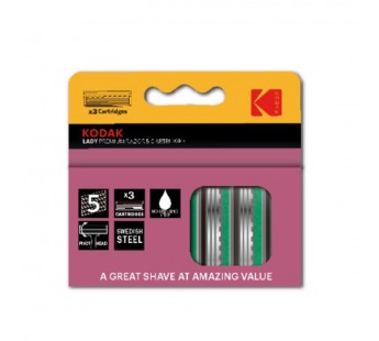 Сменные кассеты для бритья Kodak 30423411 Premium 5 лезвий 3 штуки для станка Prem Razor 5 розовый (3/72/288)#2130670