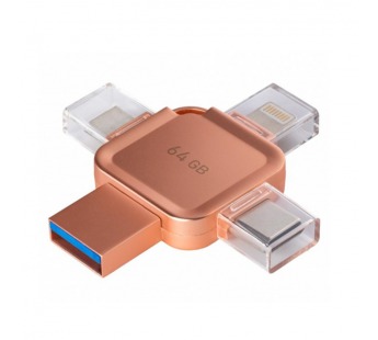 USB 3.0  64GB  Smart Buy  MC15A  Metal Quad  4-in-1 (Lightning + USB Type-A + USB Type-C + micro USB)  розовый металл#2109744
