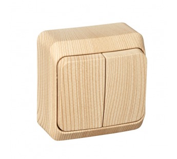 Выключатель 2-кл. О/У ЭТЮД Дача 10А IP20 сосна Systeme Electric BA10-002D (1/25/200)#2135629