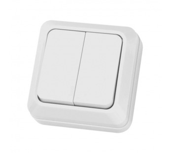 Выключатель 2-кл. открытой установки IP20 10А, белый "Ладога" TDM (1/200)#2135628