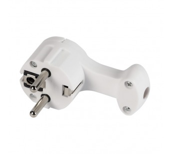 Вилка SMARTBUY угловая плоская (8 мм) с/з с кольцом белая 16А 250В (SBE-16-P11-w) (1/20/200)#2116327