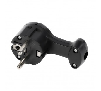 Вилка SMARTBUY угловая плоская (8 мм) с/з с кольцом черная 16А 250В (SBE-16-P11-b) (1/20/200)#2116326