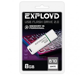USB  8GB  Exployd  670  белый#2110221