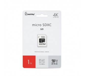 MicroSDXC  1TB  Smart Buy Class 10 Pro UHS-I U3 V30 (70/90 Mb/s) + SD адаптер#2110512
