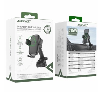 Держатель автомобильный ACEFAST D49, для смартфона, беспроводная зарядка, 15W, пластик, торпедо, цвет: чёрный (1/67)#2135591