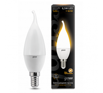 Лампа светодиодная GAUSS Свеча на ветру 6.5W 520lm 3000K E14 1/10/50#2114112