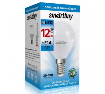 Лампа светодиодная SMARTBUY P45 12Вт 220V 6000K E14 (холодный свет) (10/100)#2113782