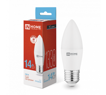 Лампа светодиодная IN HOME СВЕЧА-VC 14Вт 230В E27 6500K 1330Лм (10/100)#2113454