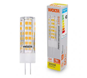 Лампа светодиодная WOLTA G4 (керамика) JC 7Вт 600лм 3000K 220V 1/10/100/1000#2113485