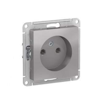 Механизм розетки 1-м С/У ATLASDESIGN 16А IP20 без заземл. алюм. Systeme Electric ATN000341 (1/10/60)#2136939