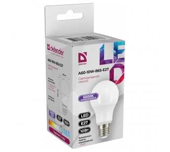 Лампа светодиодная DEFENDER A60 10Вт E27 6500К груша холодный дневной (10/100)#2112969