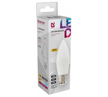 Лампа светодиодная DEFENDER C37 12Вт E27 3000К свеча теплый белый (10/100)#2112965