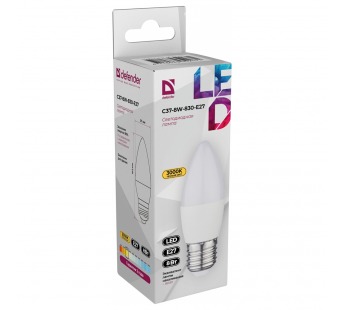 Лампа светодиодная DEFENDER C37 8Вт E27 3000К свеча теплый белый (10/100)#2112803