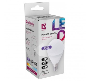 Лампа светодиодная DEFENDER P45 10Вт E14 6500К шар холодный дневной (10/100)#2112880