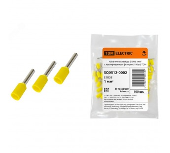 Наконечник-гильза Е1008 1мм2 с изолированным фланцем (100шт) TDM (1/50/1200)#2142083