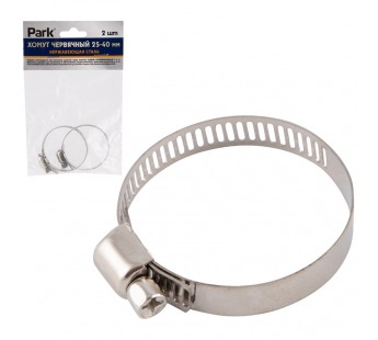 Хомут червячный 2шт 25-40 мм,нержавеющая сталь (1/50/1200)#2110243