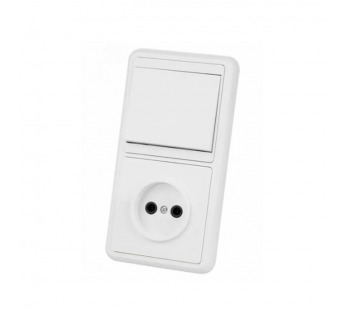 Блок комбинированный БКВР 1-но кл. выкл + розетка 2П с з/ш TDM (1/10/120)#2140529