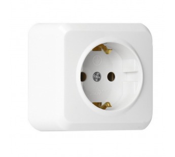 Розетка SMARTBUY 1-местная 16А, ОУ, с заземлением белая, керамика "Юпитер" (SBE-03w-16-S1-Z-c) (1/10)#2123091