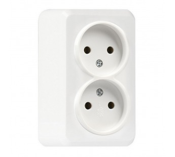 Розетка SMARTBUY 2-местная 10А, ОУ, без заземления белая, керамика "Юпитер" (SBE-03w-10-S2-N-c) (1/10)#2123101