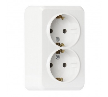 Розетка SMARTBUY 2-местная 16А, ОУ, с заземлением белая, керамика "Юпитер" (SBE-03w-16-S2-Z-c) (1/10)#2123107