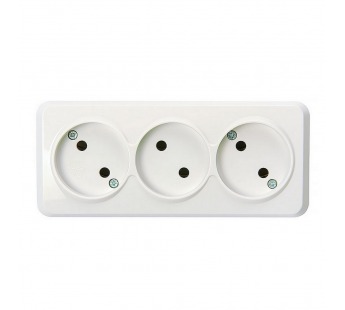 Розетка SMARTBUY 3-местная 10А, ОУ, без заземления белая "Юпитер" (SBE-03w-10-S3-N) (1/10/100)#2123114