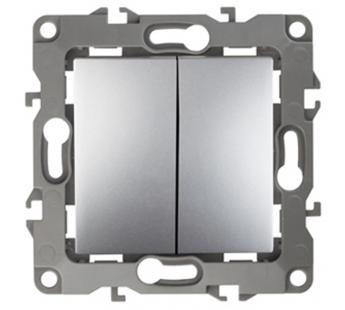 Выключатель ЭРА серии ЭРА 12 скрытой установки двойной 10АХ250В алюминий (1/10/100/3200)#2140528