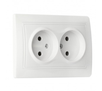 Розетка SMARTBUY скрытая установка, 2-местная без заземления 10А белая, керамика "Венера" (SBE-01w-10-S2-N-c) (1/10)#2123110