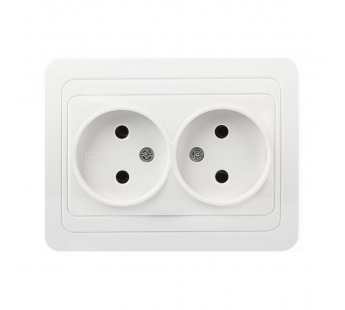 Розетка SMARTBUY скрытая установка, 2-местная без заземления 10А белая, керамика "Марс" (SBE-02w-10-S2-N-c) (1/10)#2123106
