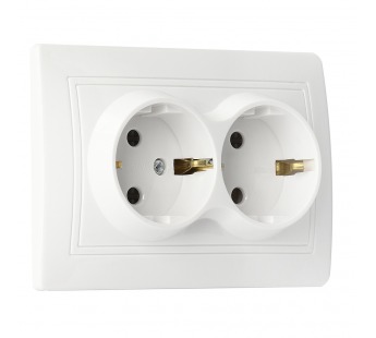 Розетка SMARTBUY скрытая установка, 2-местная с заземлением 16А белая "Венера" (SBE-01w-16-S2-Z) (1/10)#2123108