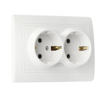 Розетка SMARTBUY скрытая установка, 2-местная с заземлением 16А белая, керамика "Венера" (SBE-01w-16-S2-Z-c) (1/10)#2123115