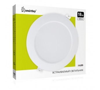 Светильник светодиодный SMARTBUY встраеваемый DL круглый пластик 18Вт/6500K/IP40 (SBL-DLp-18-65) (1/60)#2118640