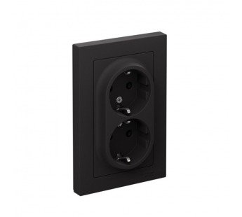 Розетка 2-м С/У ATLASDESIGN 16А IP20 с заземл. в сборе карбон Systeme Electric ATN001024 (1/6/36)#2137966