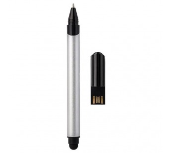 USB  32GB  Smart Buy  ручка / флэшка / стилус  серебро (ручка с синими чернилами - заменяемый стержень) в пакетике#2112478