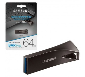 USB 3.1  64GB  Samsung  Bar Plus  серый  (200 МВ/s)#2111662