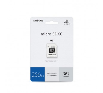MicroSDXC  256GB  Smart Buy Class 10 Advanced U3 V30 A1 UHS-I (90/55 Mb/s) + SD адаптер#2110687