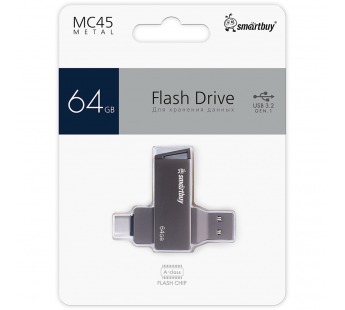 USB 3.0  64GB  Smart Buy  MC45  Phantom  (Type-C / Type-A)  чёрный  металл#2111644