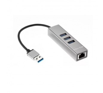 Переходник USB 3.0--> RJ-45 1000Mbps +3*USB 3.0, Aluminum Shell, 0.2м TELECOM <TA311U> (1/140)#2110703
