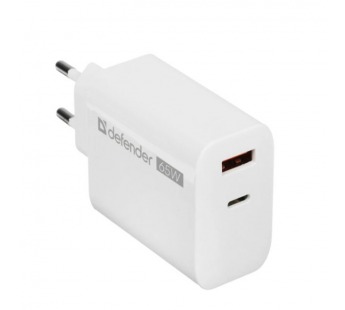 Блок питания сетевой 1 USB, 1 Type-C DEFENDER UPA-165 65W, белый (1/50)#2124649