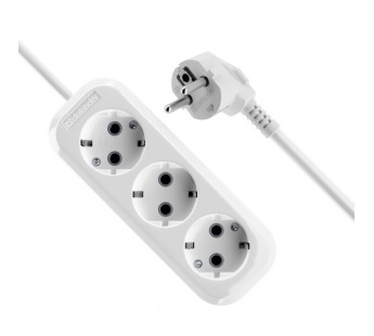 Удлинитель DEFENDER R330 3 гнезда, 2 метра, 16А/3500Вт, с заземлением, ПВС 3х1,0мм, белый (1/40)#2112388