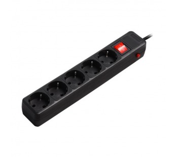 Сетевой фильтр SMARTBUY 16А, 3500 Вт, 5 гнезд, с з/ш, земля, ПВС 3x1.0 мм², 5,0 м, черный (1/35)#2112394