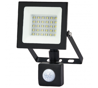 Прожектор светодиодный KRONUS 30 Вт 6500K IP44 220V с датчиком движения холодный свет черный корпус (1/60)#2118545