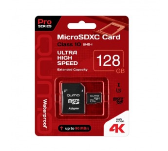 Карта флэш-памяти MicroSD 128 Гб Qumo MicroSDXC Class 10 UHS-I U3 adp (241552)#2117183