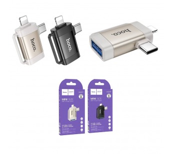 Переходник Type-C/8 pin(m) - USB(f) HOCO UA31F, пластик, OTG, USB2.0, цвет: чёрный (1/46/276)#2111844