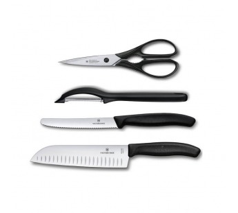 Набор кухонных ножей Victorinox Swiss Classic, компл.: 4 шт., с подставкой ассорти/чёрный#2130556