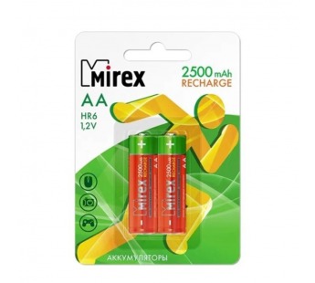 Аккумулятор Ni-MH Mirex HR6 / AA 2500mAh 1,2V 2 шт (2/20/100), ecopack#2110879
