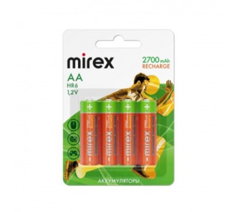 Аккумулятор Ni-MH Mirex HR6 / AA 2700mAh 1,2V 4 шт (4/40/200), ecopack#2110878