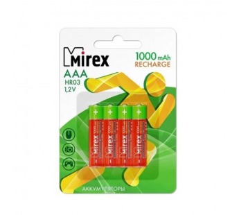 Аккумулятор Ni-MH Mirex HR03 / AAA 1000mAh 1,2V 4 шт (4/40/200), ecopack#2110875
