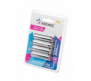 Аккумулятор КОСМОС Li-ion AA, R6 2600 mWh (4/12/576)#2110873