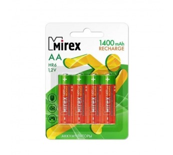 Аккумулятор Ni-MH Mirex HR6 / AA 1400mAh 1,2V 4 шт (4/40/200), ecopack#2110793